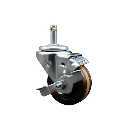 Service Caster 3 High Temp Phenolic Wheel Swivel 7/16'' Grip Ring Stem Caster with Brake SCC-GR20S314-PHRHT-TLB-716138